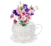 OnIUeZky Flower Pots Metal Plant Pot Coffee Saucer Teacup Garden Planter Vintage Succulent Plant Holder White