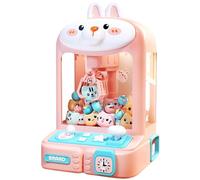 OnIUeZky Mini Claw Machine with Music & Lighting Cute Rabbit Claw Machine for Kids with 10 Capsule Toys & 20 MIni Dolls, Mini Vending Machine Arcade Game Birthday Xmas Gifts.