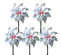 OnIUeZky Reflective Bird Scarer Windmill Windmills For Garden Bird Deterrent Pinwheel Effective Colour Spinner Animal Bird Deterrent For Gardens 5Pcs Silver