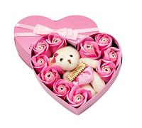 OnIUeZky Rose Love Heart Shaped Gift Box Bath Soap Bear Flower 10 Scented Case.
