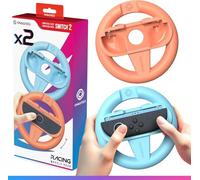 Oniverse 2-Pack Racing Wheels for Nintendo Switch 2 Controllers - Switch 2 Accessories for Mario Kart, Orange & Blue Wheel Holders, Intuitive Design, Accessible SL/SR Buttons - For Joy-Con