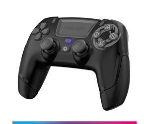 Oniverse Android iOS PS4 PS3 PC Controller, Wireless, Stereo Headphone Output, Adjustable Vibration, Touchpad, Macro Buttons, Turbo Mode, Wake Up, 6-Axis Gyroscope, Revolt (Wasp Black/Black)