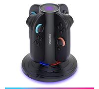 Oniverse Controller Charger for Switch 2 - Fast Charging Dock for 4 Joy-Cons Compatible with Nintendo Switch 2, USB-C Powered, Red/Blue LED Indicators, Accessory with 10 Lighting Modes