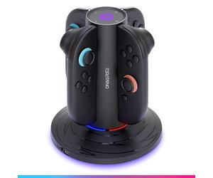 Oniverse Controller Charger for Switch 2 - Fast Charging Dock for 4 Joy-Cons Compatible with Nintendo Switch 2, USB-C Powered, Red/Blue LED Indicators, Accessory with 10 Lighting Modes