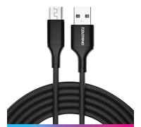 Oniverse Micro USB Cable, Braided USB-A to Micro USB Charging Cable, Compatible with Xbox One, PS4 Pro Slim, PC, MAC, Android, 3 Meters, Fast Charging 2.4A - Black