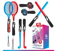 Oniverse Nintendo Switch Sports Accessories Bundle, 12 in 1 kit for Nintendo Switch sports, Tennis racket, Chambara swords, Golf clubs, Leg strap, Wrist strap and universal grip for Joy-Con controller