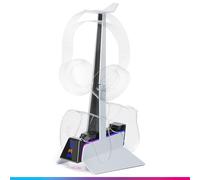 Oniverse PS5 Controller Charger - 2H Fast Charging Station with Controller Holder and PS5 Accessory, Dual Charger Compatible with DualSense, Detachable Headphone Charging Stand Included - X3 Station