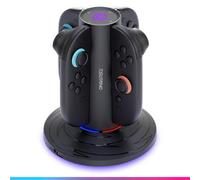 Oniverse Controller Charger for Switch 2 - Fast Charging Dock for 4 Joy-Cons Compatible with Nintendo Switch 2, USB-C Powered, Red/Blue LED Indicators, Accessory with 10 Lighting Modes