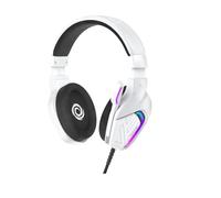 Oniverse Wired Gaming Headset with Adjustable Microphone, Compatible with PS5 PS4 Switch Xbox PC Mac, LED Gaming Headset, 50mm Speakers Comfortable and Breathable, Wired Jack - Meteor (Frost White)