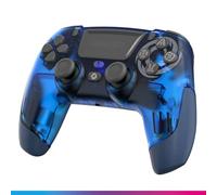Oniverse Wireless Controller for PS4 PS3 PC Android iOS, Headphone Jack, Hall Effect Joystick, Rechargeable 1000mAh Battery, Macro Buttons, Wake-up Function, 6-Axis Gyroscope, Revolt Blue