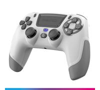 Oniverse Wireless Controller for PS4 PS3 PC ANDROID iOS - Headset Jack, Hall Effect Joysticks, 1000mAh Rechargeable Battery, Macro Buttons, Turbo Mode, Wake-Up, 6-Axis Gyroscope - Revolt Moon White