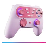 Oniverse Wireless Controller for Switch/Switch 2/Lite/OLED/PC/Mobile, Hall Effect Joysticks, Gyroscope, Macro Buttons, Turbo Mode and Adjustable Vibrations, LED, 6h Battery Life - Walli (Pink)