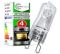 ONIX TECH 4 Pieces Oven Light Bulb Halogen G9 40W 230V 300°С with The Original Code 387461740/4 3874617404 808564102/8 8085641028 for AEG for Electrolux - Warranty 5 Years
