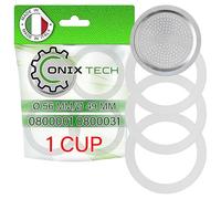 ONIX TECH Set of 3 Coffee Pot Gasket and 1 Strainers for 1 Cup Coffee Makers with Original Code 0800001 0800031 for Bialetti - MADE IN ITALY