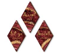 ONIZHITY 3 Pcs Red Gold Bathroom Decor Red Gold Wall Decor with Accept Let Go Have Faith Quote Rustic Vintage Farmhouse Wooden Hanging Signs for Home Living Room Bedroom Office(12x7 Inches)