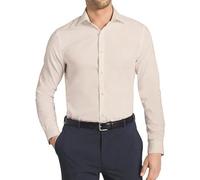 ONKEEP Mens Dress Shirts Stretch Slim Fit Long Sleeve Dress Shirts for Men Casual Business Regualr Fit Button Down Shirt, Beige, XS