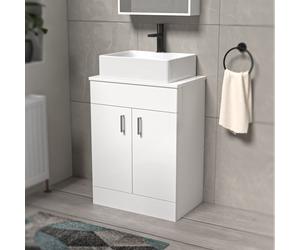 Onken 600mm White Vanity Cabinet And Rectangle Counter Top Basin Sink Unit