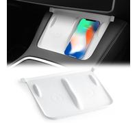 ONKENTET Center Console Wireless Charging Silicone Mat Compatible with Tesla Model 3 Model Y 2023 2022 2021 Accessories Waterproof Cover Interior Pad Non-Slip Mats Phone Tray Upgrade (White)