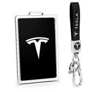 ONKENTET Key Card Holder Case Compatible with Tesla Model 3 Y X S Key Protector Cover Accessories Zinc Alloy Key Chain Keyring Holders Keychain Cards Key Ring Cover Trim Decorations (Silver)