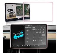 ONKENTET Screen Protector Frame Compatible with Tesla Model 3 Model Y 2024 2023 2022 2021 2020 2019 Screen Edge Protector Cover Center Console Decoration Interior Accessories (Pink)