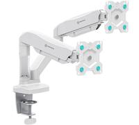 ONKRON Double Monitor Arm Desk Mount for 13-32 Inch, Gas Spring Dual Monitor Arm up to 8 kg Each, Dual Screen Mount VESA 75x75 - VESA 100x100, Full Motion Computer Screen Stand for Desk White G160-W