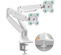 ONKRON Double Monitor Arm for 13" - 32", Dual Monitor Arm Desk Mount up to 9 kg Each, Full Motion Dual Screen Mount VESA 75x75-100x100, Gas Spring Computer Screen Stand for Desk White G200-W