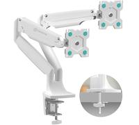 ONKRON Double Monitor Arm for 13" - 32", Dual Monitor Arm Desk Mount up to 9 kg Each, Gas Spring Double Screen Stand for Desk VESA 75x75-100x100, Full Motion Dual Screen Mount White G200-W