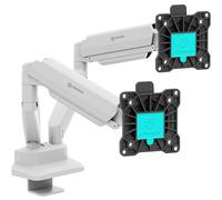 ONKRON Dual Monitor Arm Desk Mount for Two 13-32 Screens, Dual Monitor Arms for 2 Monitors up 10 kg each, Double Screen Desk Mount VESA 75x75 & 100x100, Screen Arm Full Motion White G160-BW