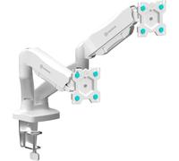 ONKRON G160 Dual Arm Monitor Desk Mount - Fits 13-32 in LCD/LED, VESA 75x75 to 100x100, 6.5 kg per monitor, Clamp or Grommet, White