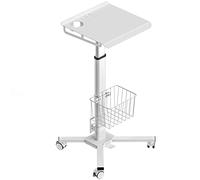 ONKRON Laptop Table on Wheels, 8 kg, Height Adjustable, LMG30-W | Mobile laptop desk, height adjustable up to 1150 mm, storage shelf, lockable wheels, bedrooms, hospitals & home office, white