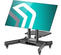 ONKRON Mobile TV Stand 32-70 Inch up to 45 kg, max VESA 600x400, TS1350-B | Rolling TV stand on wheels, 90° tilt, height adjustable, shelf, lockable castors, classrooms, meetings & presentations, black