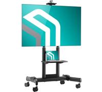 ONKRON Mobile TV Stand 50-90 Inch 91 kg, max VESA 800x600, TS1881-B | Rolling TV stand on wheels, height adjustable, two shelves, lockable castors, cable management, meetings & video calls, black