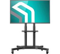 ONKRON Mobile TV Stand on Wheels 32"-65", 45 kg, VESA 600x400, TS1351-B | Portable TV trolley stand on wheels, height adjustable up to 1500, cable management, rolling TV stand floor with shelf, black