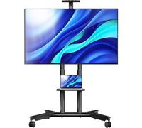 ONKRON Mobile TV Stand on Wheels 32"-75", 50 kg, max VESA 600x400, TS1571-B | Portable TV trolley stand on wheels, height adjustable up to 1415, cable management, rolling TV stand floor with shelf, black