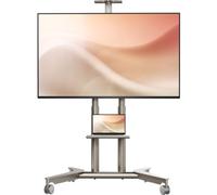 ONKRON Mobile TV Stand on Wheels 32"-75", 50 kg, max VESA 600x400, TS1571-C | Portable TV trolley stand on wheels, height adjustable up to 1414, rolling TV floor stand with shelf, cable management, beige