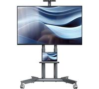 ONKRON Mobile TV Stand on Wheels 32"-75", 50 kg, max VESA 600x400, TS1571-G | Portable TV trolley stand on wheels, height adjustable up to 1414, rolling TV floor stand with shelf, cable management, grey