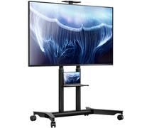 ONKRON Mobile TV Stand on Wheels 55"-90", 75 kg, max VESA 800x600, TS1871-B | Rolling TV trolley, adjustable height 1034-1539 mm, AV & camera shelves, portable TV stand, locking casters, cable management