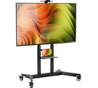 ONKRON Mobile TV Stand on Wheels 55"-90", 75 kg, max VESA 800x600, TS1871-B | Rolling TV trolley, adjustable height 1034-1539 mm, AV & camera shelves, portable TV stand, locking casters, cable management