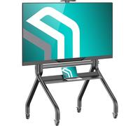 ONKRON Mobile TV Stand on Wheels 60"-120" 120 kg, VESA 1000x600, TS2080-B | Heavy duty rolling TV stand, height adjustable up to 158 cm, portable TV trolley, camera & AV shelves, secure castors, black