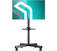 ONKRON Mobile TV Stand on Wheels for 23-60 Inch Screens, Floor TV Trolley max load 45 kg, Rolling TV Stand with Shelf VESA 100x100-400x400 mm, Height Adjustable Television Stand Black TS1137-B