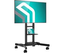 ONKRON Mobile TV Stand on Wheels for 40"-70" Screen, Portable Floor TV Stand up to 55,5 kg, Rolling Television Trolley VESA 100x100-600x400, Height Adjustable TV Stands with Shelf Black TS1551-B
