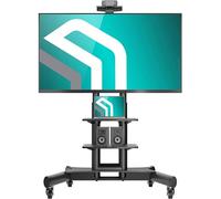 ONKRON Mobile TV Stand on Wheels for 40" - 70" Screen, Professional TV Trolley up to 45,5 kg - Universal TV Stand Wheels VESA 100x100-600x400/Height Adjustable TV Floor Stand Shelf TS1552-B Black