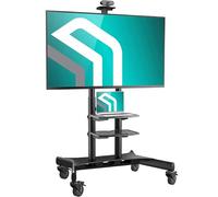 ONKRON Mobile TV Stand on Wheels for 50-86 Inch Screen, TV Floor Stand max load 105.9 kg, TV Trolley Stand on Wheels VESA 200x200 - VESA 800x500, Universal TV Stand with Shelves Black TS1881-B