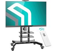 ONKRON Motorised TV Stand 50-86 Inch 90.9 kg, max VESA 800x500, TS1881E-B | Electric TV stand on wheels, motorised height up to 1650 mm, two shelves, remote control, for meetings & training, black