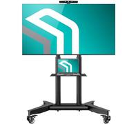 ONKRON Rolling TV Stand on Wheels, for 32”-75” Screen, TV Trolley with Shelf, weight up to 60 kg, Universal TV Stand with Wheels, VESA 200x200-600x400, Height Adjustable Black TS1571-B