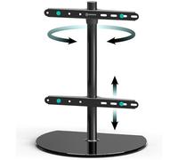 ONKRON Tabletop TV stand 32-65 Inch, up to 35 kg, max VESA 400x400, PT2-B | TV pedestal stand, 360° swivel, height adjustable, tempered-glass base, for living rooms, bedrooms, offices & lounges, black