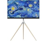 ONKRON Tripod TV Stand Swivel for 32-65 Inch Screen, Television Tripod Wood Weight up to 35 kg, Universal TV Stand Floor VESA 100x100-400x400, Height Adjustable Television Easel White TS1220-W