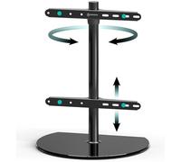 ONKRON Universal Swivel Table Top TV Stand for 32-65 Inch LED LCD Flat or Curved Screen TVs up to 35 kg - Tempered Glass TV Stand Base - Height Adjustable TV Mount Max VESA 400x400 mm PT2 Black