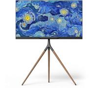 ONKRON Wooden TV Tripod for 32-65 Inch Screen, Easel TV Stand Wood Weight up to 35 kg, Universal TV Stand Floor Standing, VESA 100x100-400x400, Height Adjustable TV Floor Stand Swivel Black TS1220-B