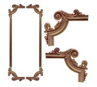 Onlays Rubber Wood Appliques Classic Carved Furniture Appliques Natural Color Home Decor Accessories for Cabinet Decoration (Light Grey)